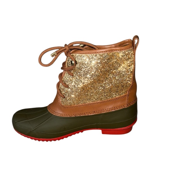 Gianni Bini Gold Sparkle Duck Boots Womens 8 - Picture 4 of 8